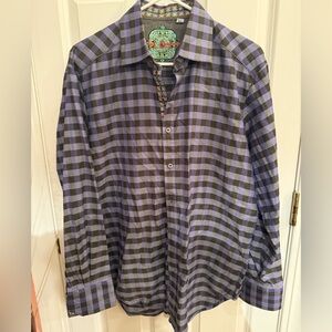 Robert Graham Purple & Black Plaid button down Shirt-Size medium-NEW!
